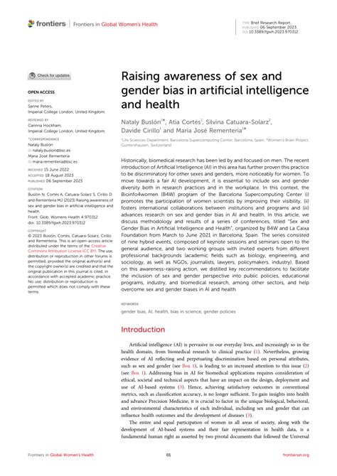 PDF Raising Awareness Of Sex And Gender Bias In Artificial