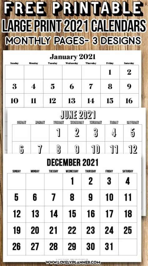 Free Large Print Calendar Printable - Example Calendar Printable