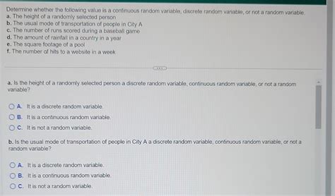 Solved Determine Whether The Following Value Is A Continuous