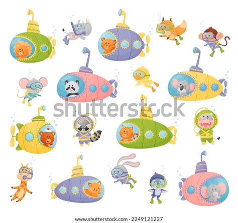 Cute Animals Swimming Under Water On Stock Vector (Royalty Free ...