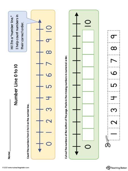 Number Line 0-10 Printable Activity (Color) | MyTeachingStation.com