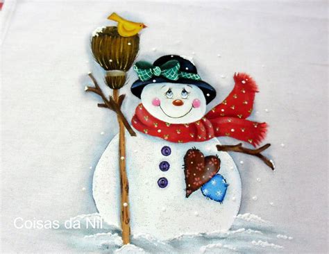 Coisas Da Nil Pintura Em Tecido Boneco De Neve