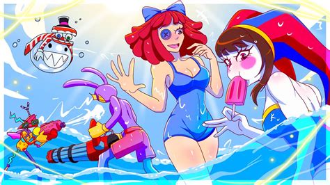 Pomni And Jaxs Bikini Beach Date Amazing Digital Circus Comic Dub Tadc