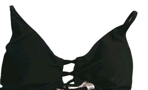 Relleciga Bikini Top Women S Sz L Black Triangle Tie String NWT