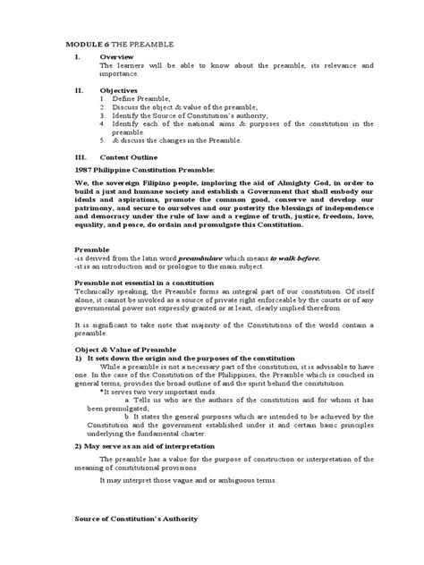 module  preamble  constitution rule  law