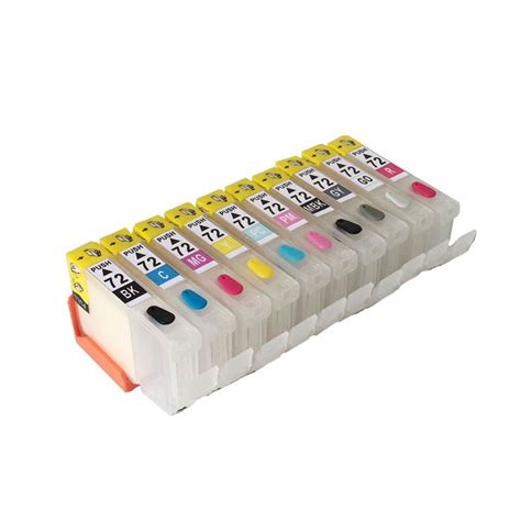 Free Shipping Show Ink Level 10 Colors PGI 72 Refillable Ink Cartridges