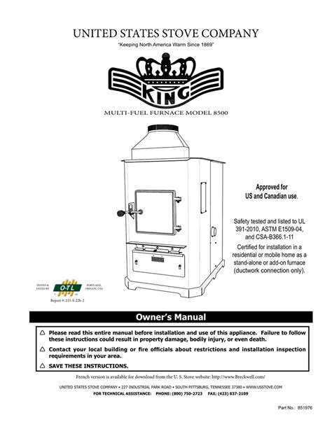 Us Stove 8500 3000 Sq Ft Multi Fuel Furnace Pellet Stove Instructions Manualzz