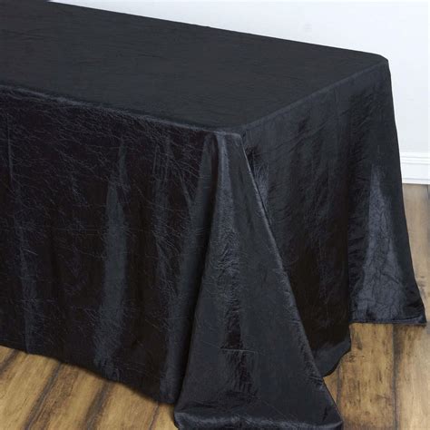 90x156" Black Crinkle Crushed Taffeta Rectangular Tablecloth ...