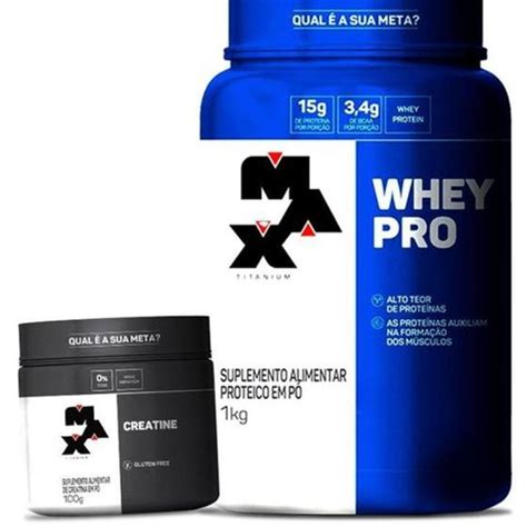 Combo Whey Pro Kg E Creatina Max Titanium Kit Wey Chocolate Kit De