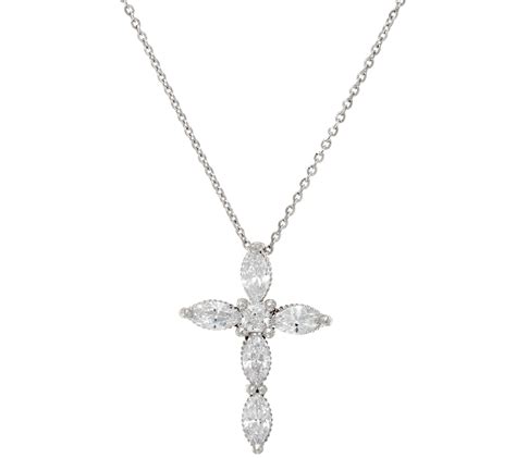 Diamonique 100 Cttw Cross Pendant With Chain Sterling Page 1 —