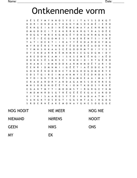 Ontkennende Vorm Word Search Wordmint