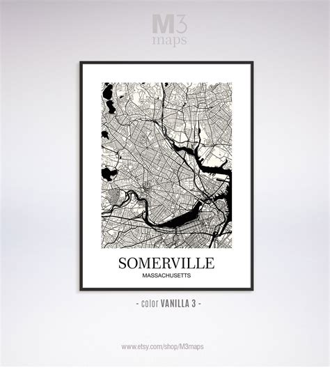 Somerville Somerville MA Map Somerville Modern Art Print - Etsy