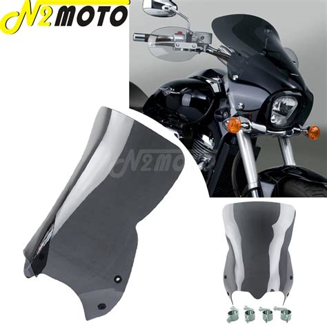 Motorcycle Windshield Air Deflector Wind Screen Fairing W Mount Clamp