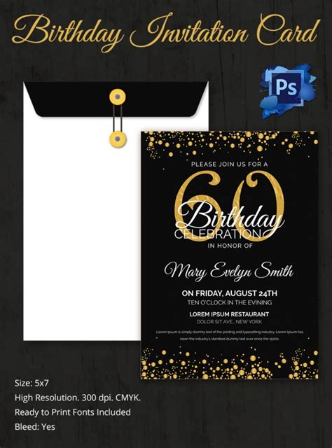 Blank 60Th Birthday Invitation Template