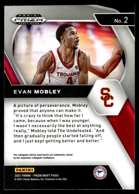 Panini Prizm Draft Picks Basketball Card Evan Mobley Usc