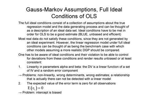 Useful Powerpoint Summary Gauss Markov Assumptions Full Ideal Conditions Of Ols The Full