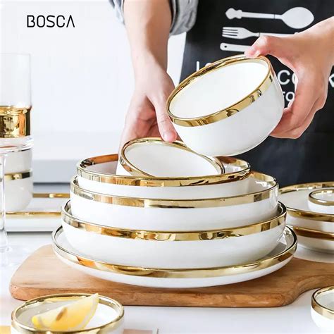 Jual Bosca Living Set Piring Makan Isi 18pcs Piring Makan List Gold