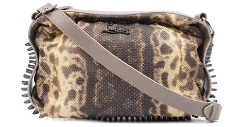 Christian Louboutin Peau De Serpent Spike Peau De Serpent Cuir Gris