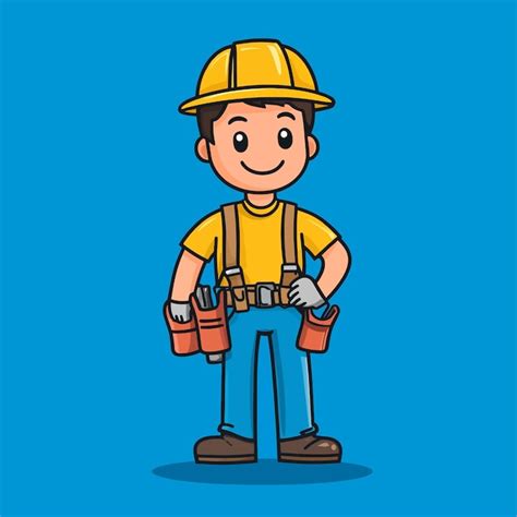 Cute Plumbing Contractor Mounting Fixtures Cartoon Vector Premium Ai