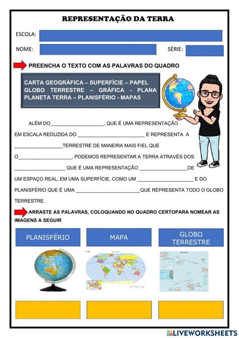 Representação Da Terra Interactive Worksheet Ciencia