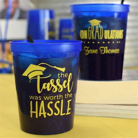 16 Oz Reusable Plastic Stadium Cups Personalized For Graduation Party