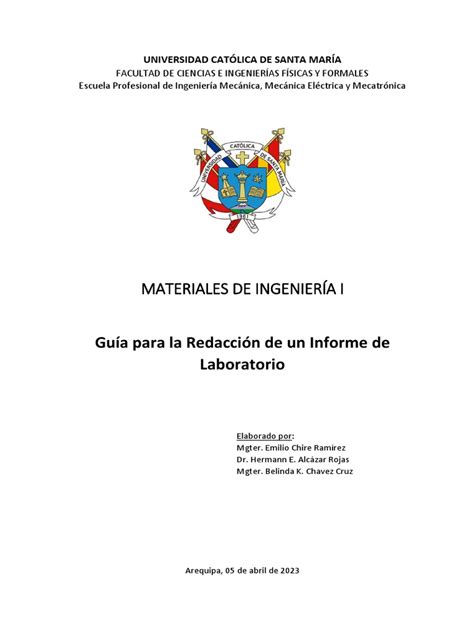 Guía Para La Redacción De Informes De Laboratorio Requisitos