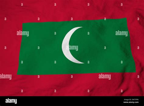 Full Frame Close Up On A Waving Flag Of The Maldives In 3D Rendering