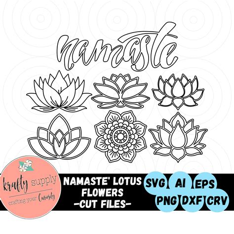 Namaste Lotus Flowers Svg Set Of 7 Lotus Mandala Etsy