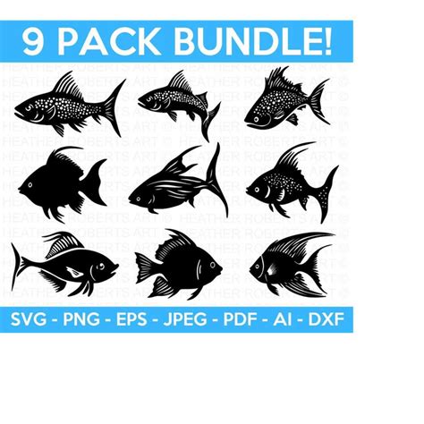 Fish Silhouette Svg Bundle, Fish Doodle SVG Bundle, Fish svg - Inspire ...