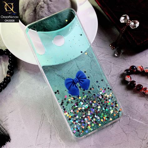 Infinix Hot 8 Cover Sea Green Bling Glitter Shinny Star Soft Case Ordernation