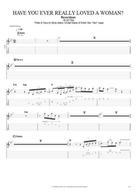 Have You Ever Really Loved A Woman Tab By Bryan Adams Guitar Pro Full Score Mysongbook