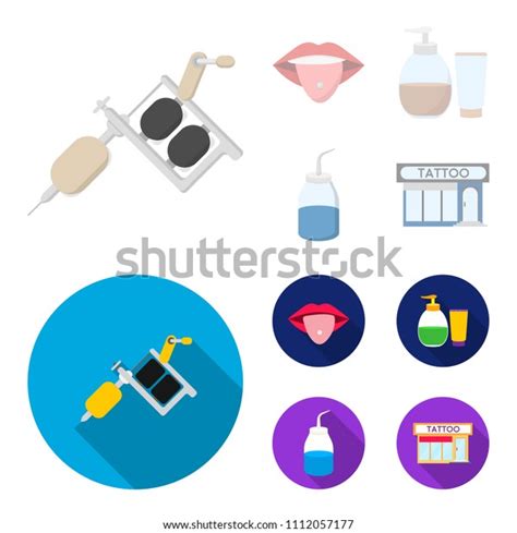 Piercing Tongue Gel Sallon Tattoo Set Stock Vector Royalty Free