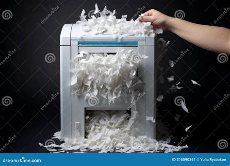 Overflowing Shredder With Paper Chaos Stock Image Image Of Device