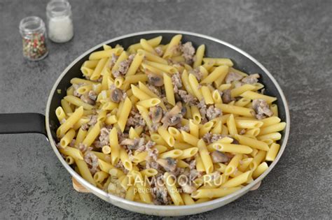 Макароны по-флотски с грибами и фаршем — рецепт с фото пошагово
