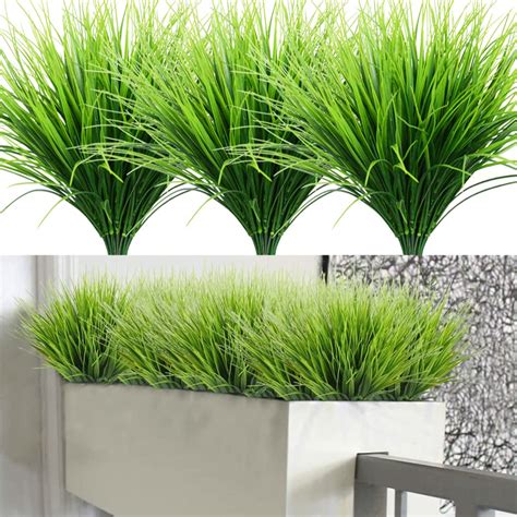 Artificial Grass Plants 8pcs Artificial Outdoor Plants Faux Fake ...