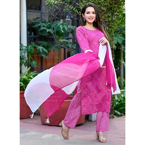 Pink Bandhani Printed Pure Cotton Salwar Suit