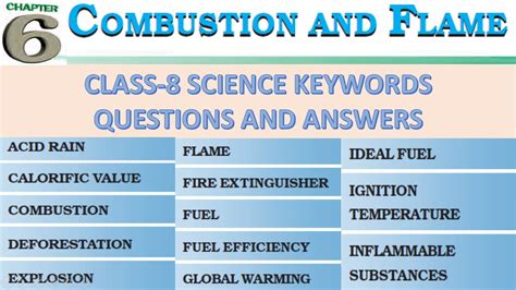 Keywords Exercises Class 8 Science Ch 6 COMBUSTION AND FLAME YouTube