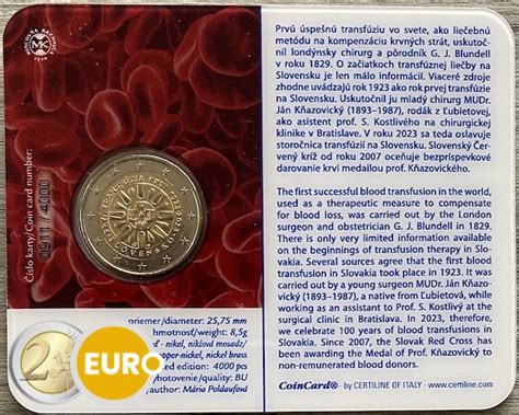 Euros Eslovaquia Transfusi N De Sangre Bu Fdc Coincard