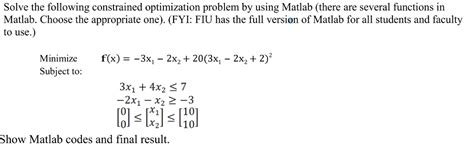 Solved Solve The Following Constrained Optimization Problem Chegg