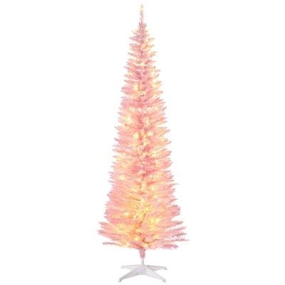 Homcom Tall Pre Lit Slim Noble Fir Artificial Christmas Tree With