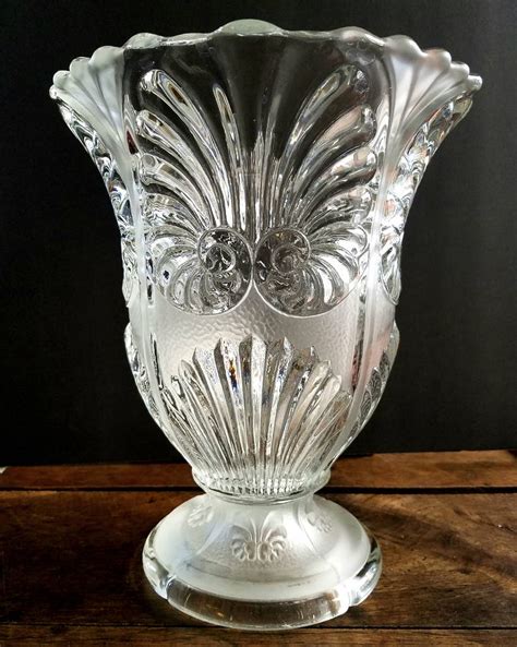 Gorgeous Cut Glass Large Elegant Urn Vase Clear And Frosted Etsy