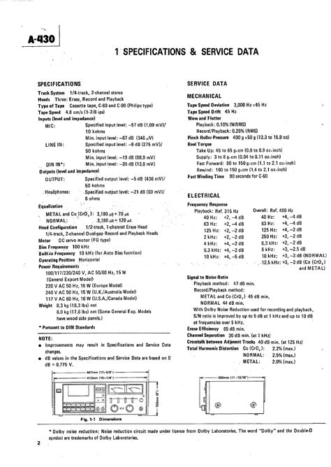 Teac A 430 Service Manual Immediate Download