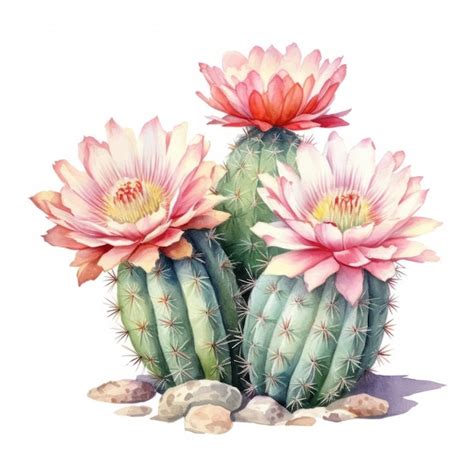 Premium Ai Image Watercolor Cactus Illustration Hand Drawn Cacti On