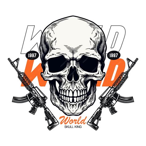 Premium Vector Skull And Gun Vector With Skull Tshirt Design