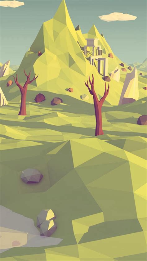 Funny Polygon Mountain Landscape Illustration Art Iphone Landscape