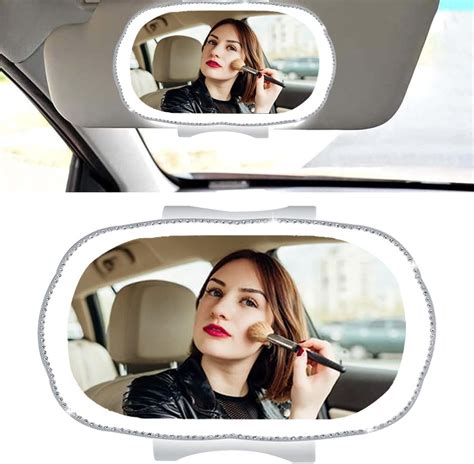 Car Visor Vanity Mirror Rechargeable LED Light Makeup Mirror