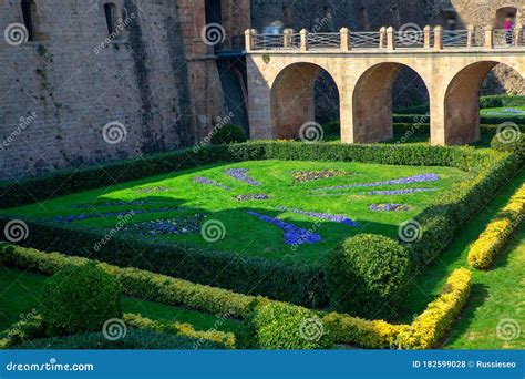 Garden Of Medieval Castle Stock Photo Image Of Bridge 182599028