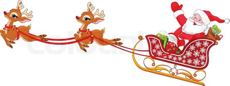 Cartoon illustration of Santa Claus in his sleigh | Stock vector ...