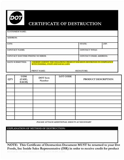 35 Certificate Of Destruction Sample | Hamiltonplastering