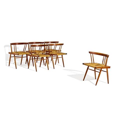 George Nakashima Set Of Six Grass Seated Chairs 1956 MutualArt